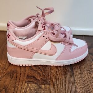 Nike Pink and White Dunk Low Sneakers
